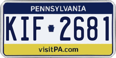 PA license plate KIF2681