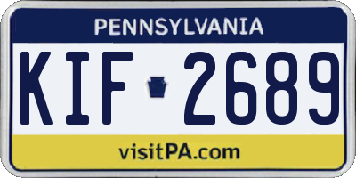 PA license plate KIF2689