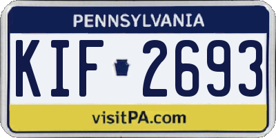 PA license plate KIF2693