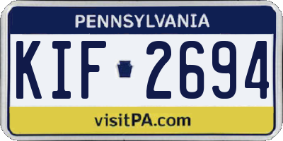 PA license plate KIF2694