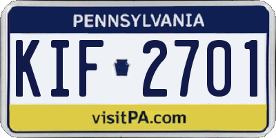 PA license plate KIF2701