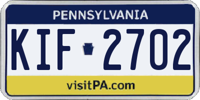 PA license plate KIF2702