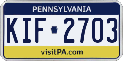 PA license plate KIF2703