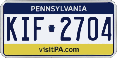 PA license plate KIF2704