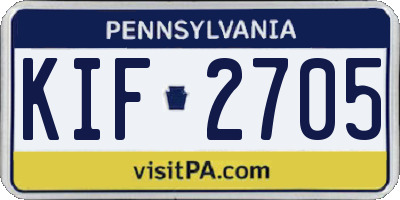 PA license plate KIF2705
