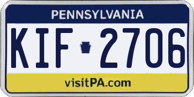 PA license plate KIF2706