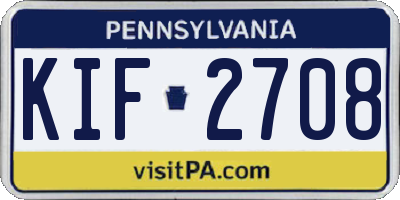 PA license plate KIF2708