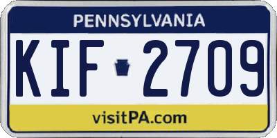 PA license plate KIF2709