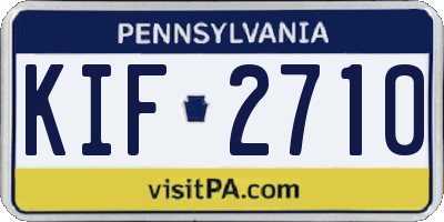 PA license plate KIF2710