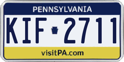 PA license plate KIF2711