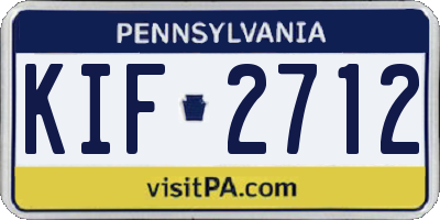 PA license plate KIF2712