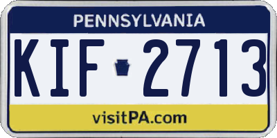PA license plate KIF2713