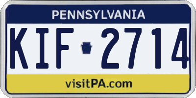 PA license plate KIF2714