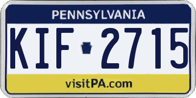 PA license plate KIF2715