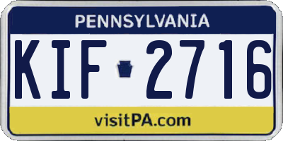 PA license plate KIF2716
