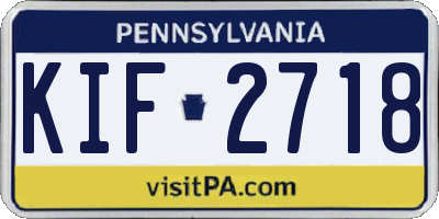PA license plate KIF2718