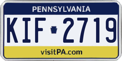 PA license plate KIF2719