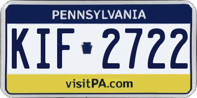 PA license plate KIF2722