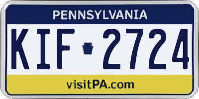 PA license plate KIF2724