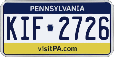 PA license plate KIF2726