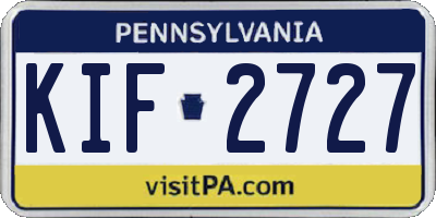 PA license plate KIF2727