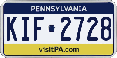 PA license plate KIF2728