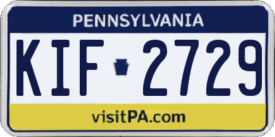 PA license plate KIF2729
