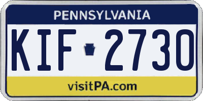 PA license plate KIF2730