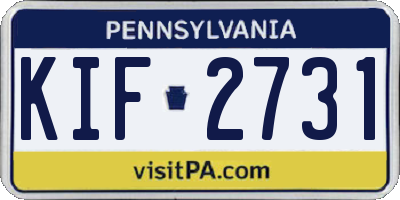 PA license plate KIF2731