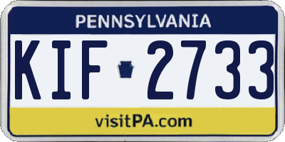 PA license plate KIF2733