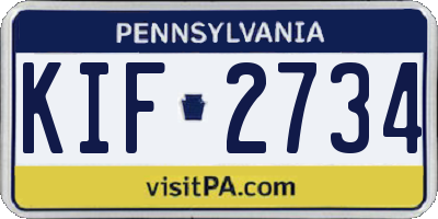 PA license plate KIF2734