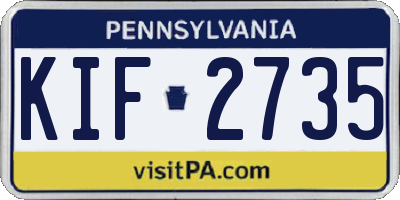 PA license plate KIF2735