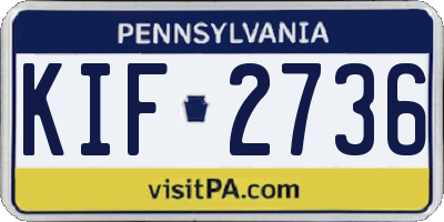 PA license plate KIF2736
