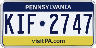 PA license plate KIF2747