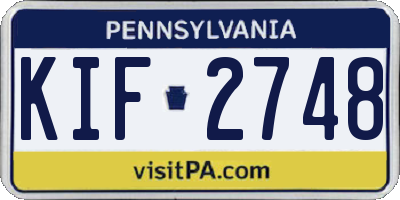 PA license plate KIF2748