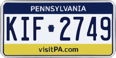 PA license plate KIF2749