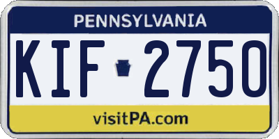 PA license plate KIF2750