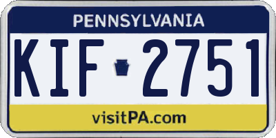 PA license plate KIF2751
