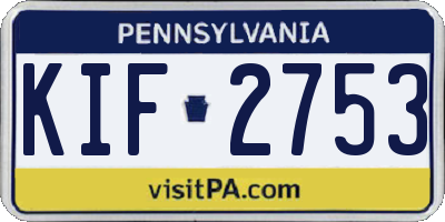PA license plate KIF2753