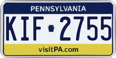 PA license plate KIF2755