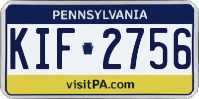 PA license plate KIF2756