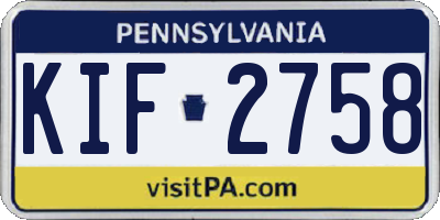 PA license plate KIF2758