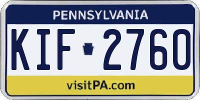 PA license plate KIF2760