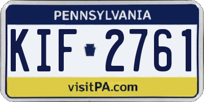 PA license plate KIF2761