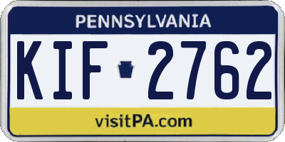 PA license plate KIF2762