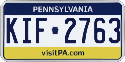 PA license plate KIF2763