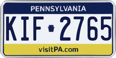 PA license plate KIF2765