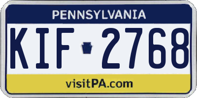 PA license plate KIF2768