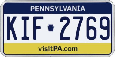 PA license plate KIF2769
