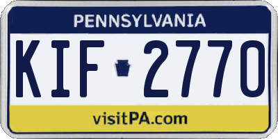 PA license plate KIF2770